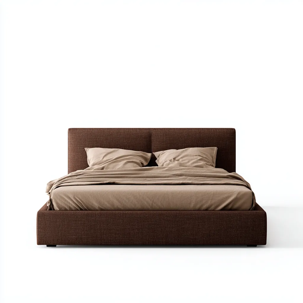 Lit double tissu 200x180x115 cm - marron - adapté à la chambre - design moderne-Warmthova