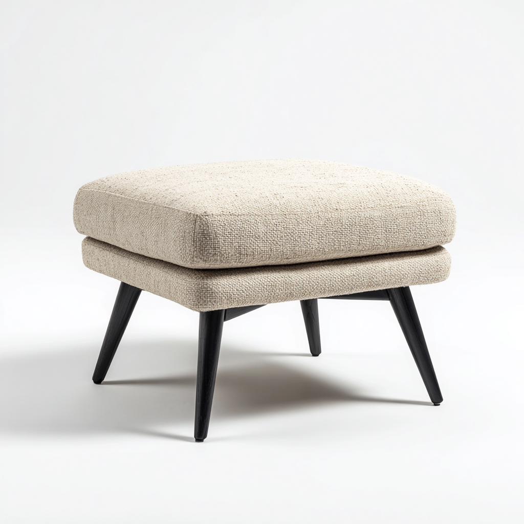 Pouf en tissu 45x45x42 cm - beige - adapté au salon - design moderne-Warmthova