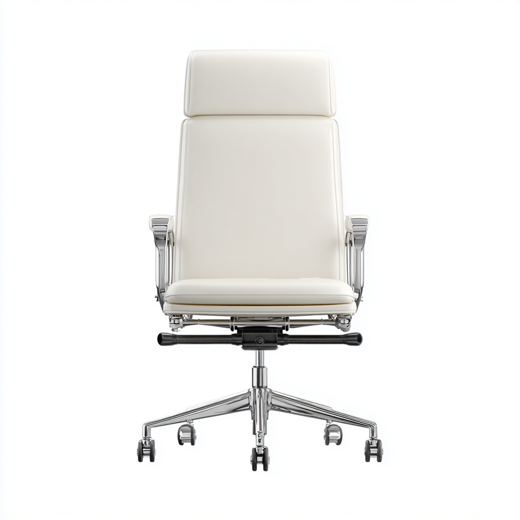 Chaise de bureau similicuir blanc 70x66x123 cm - ergonomique - design moderne - pour bureau-Warmthova