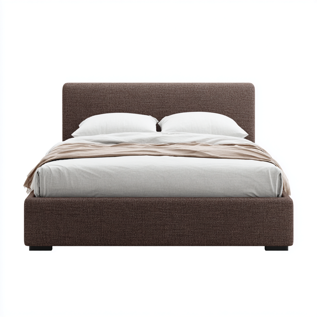 Lit double tissu 200x180x100 cm - marron - adapté à la chambre - design moderne-Warmthova