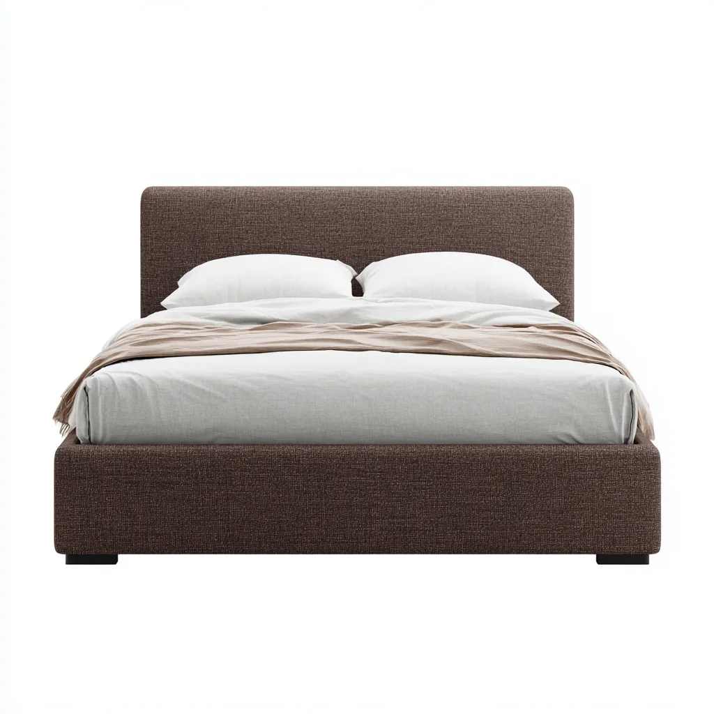 Lit double tissu 200x180x100 cm - marron - adapté à la chambre - design moderne-Warmthova