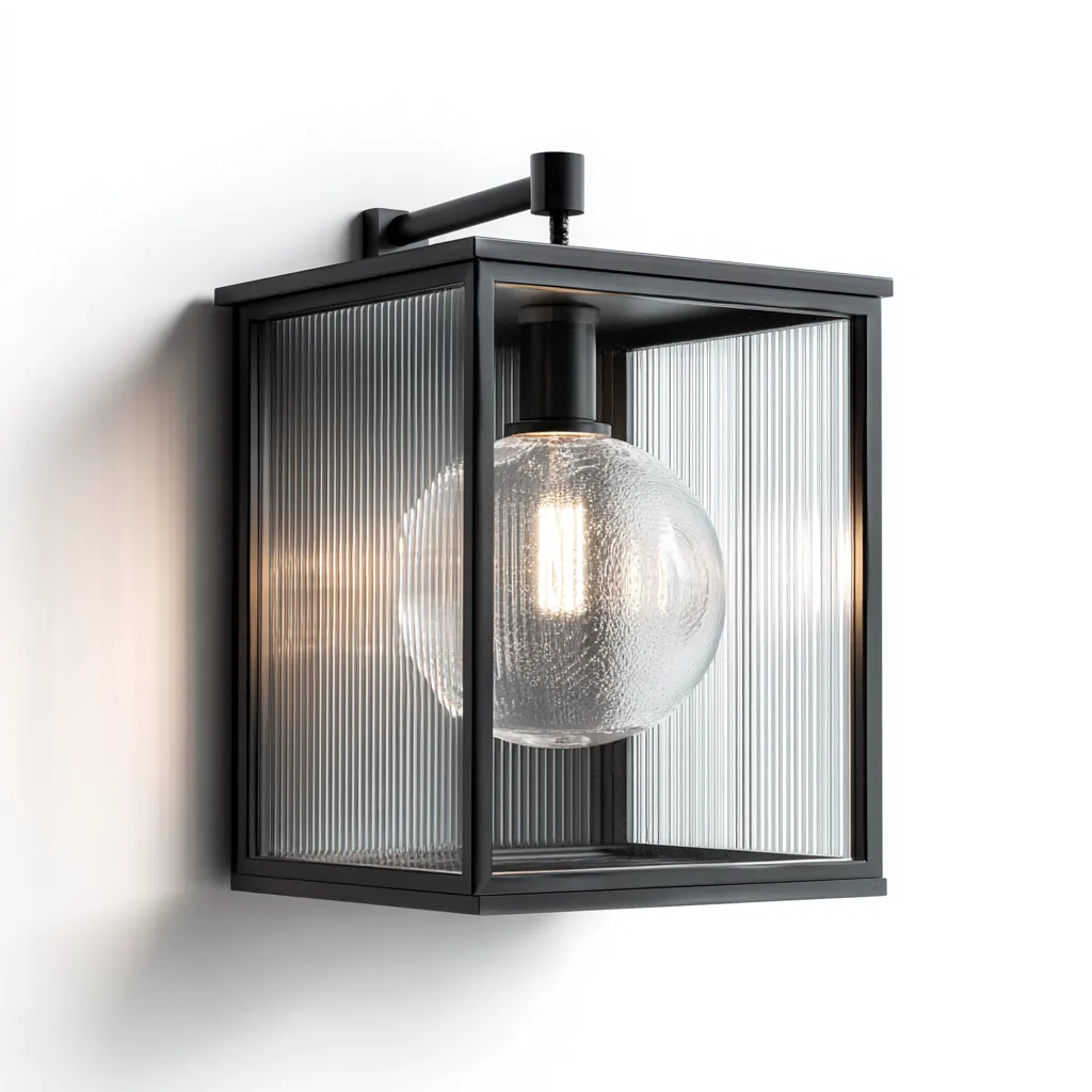 Applique murale métal - verre 18x15x28 cm - noir - style moderne - pour salon-Warmthova