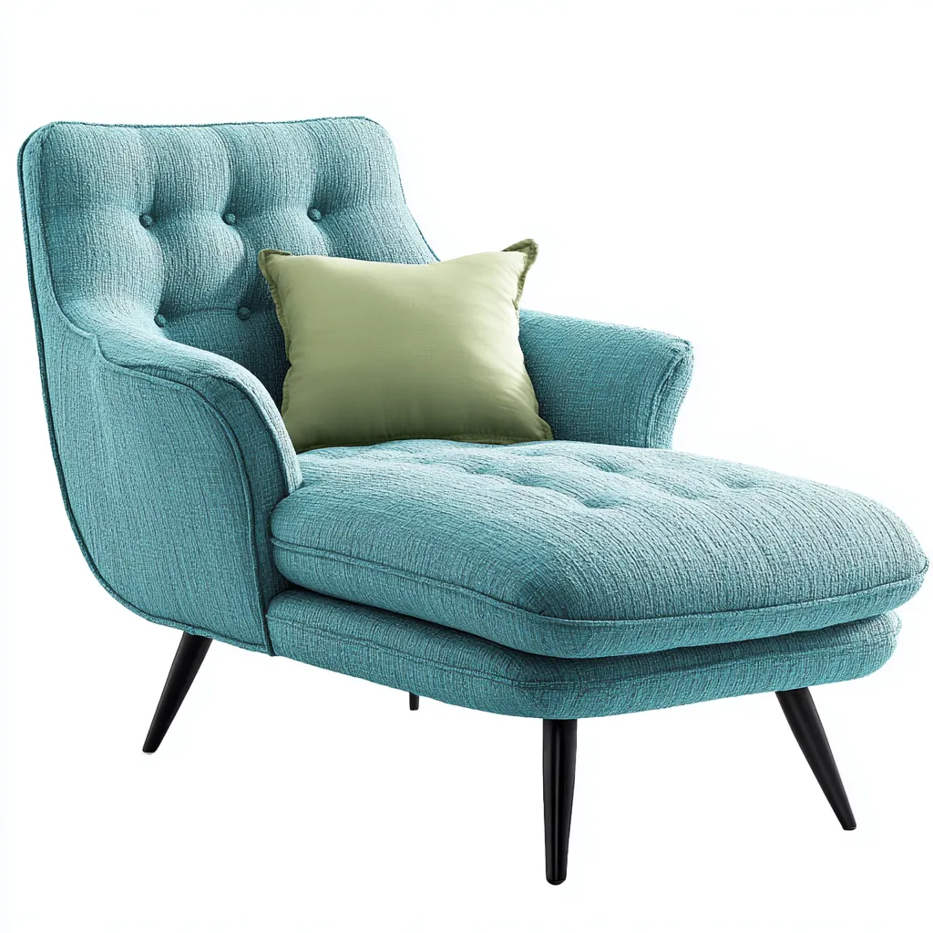 Chaise longue en tissu 155x70x90 cm - turquoise - adaptée au salon - style moderne-Warmthova