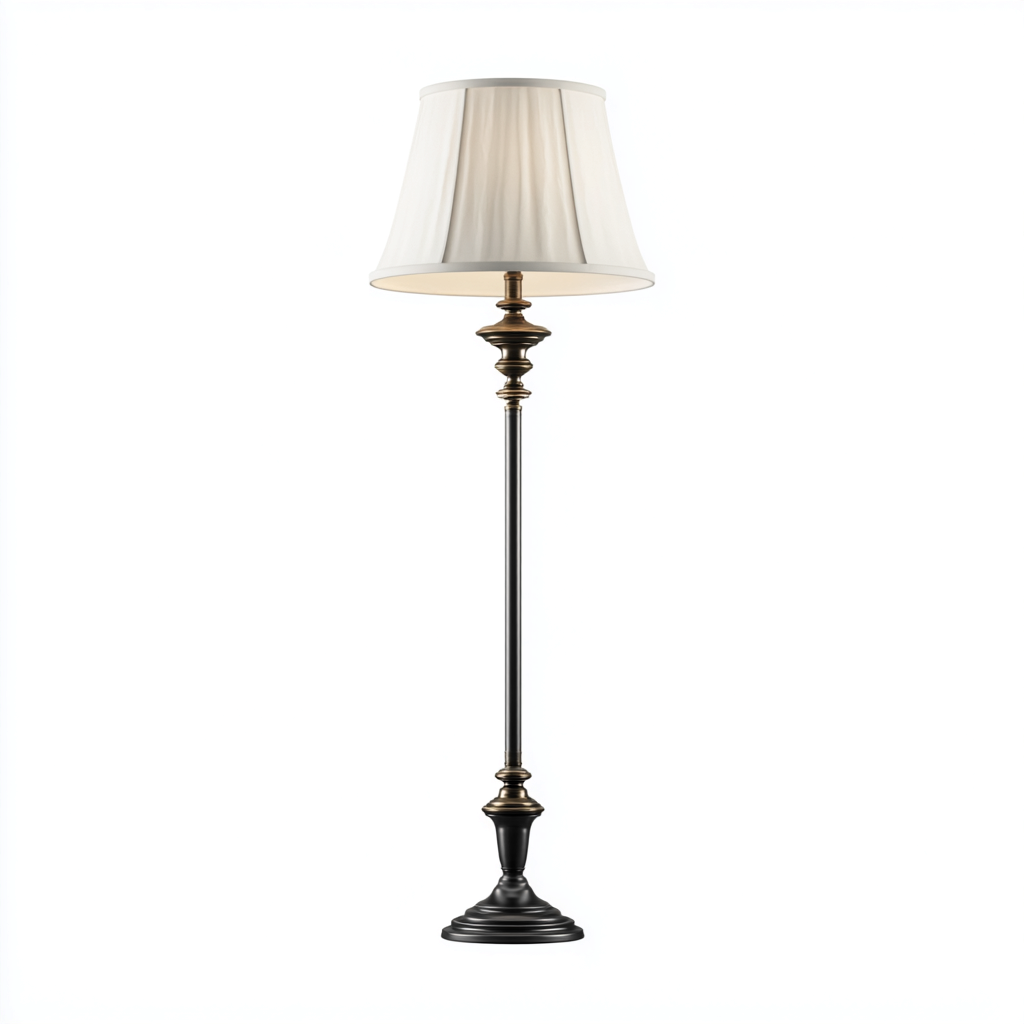 Lampadaire métal 38x38x165 cm - noir - doré - beige - style classique - pour salon-Warmthova