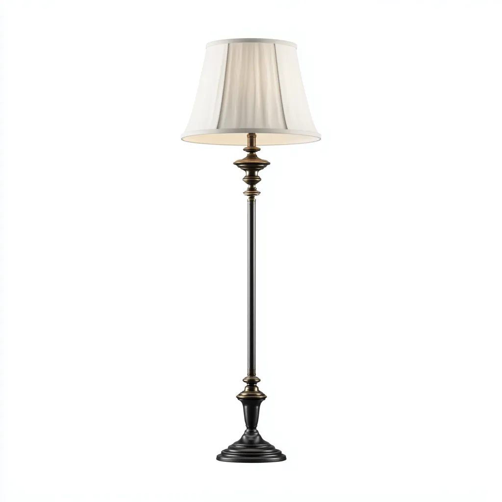 Lampadaire métal 38x38x165 cm - noir - doré - beige - style classique - pour salon-Warmthova