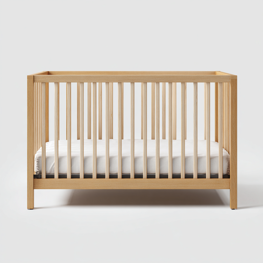 Lit bébé en bois massif 120x60x90 cm - bois naturel - design classique pour chambre de bébé-Warmthova