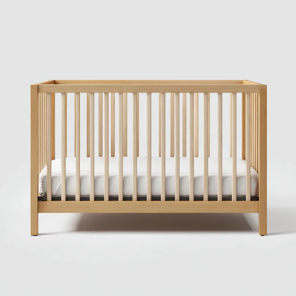 Lit bébé en bois massif 120x60x90 cm - bois naturel - design classique pour chambre de bébé-Warmthova