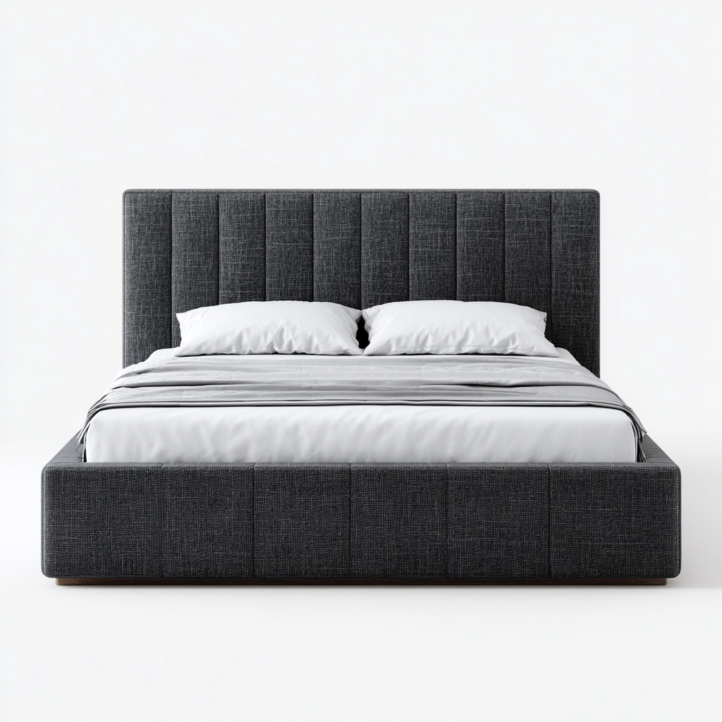 Lit double tissu 200x180x122 cm - gris - adapté à la chambre - design moderne-Warmthova