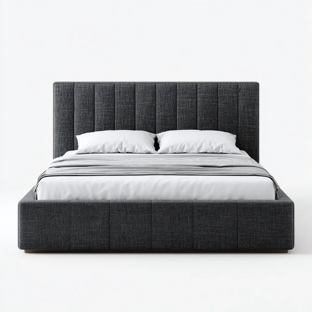 Lit double tissu 200x180x122 cm - gris - adapté à la chambre - design moderne-Warmthova