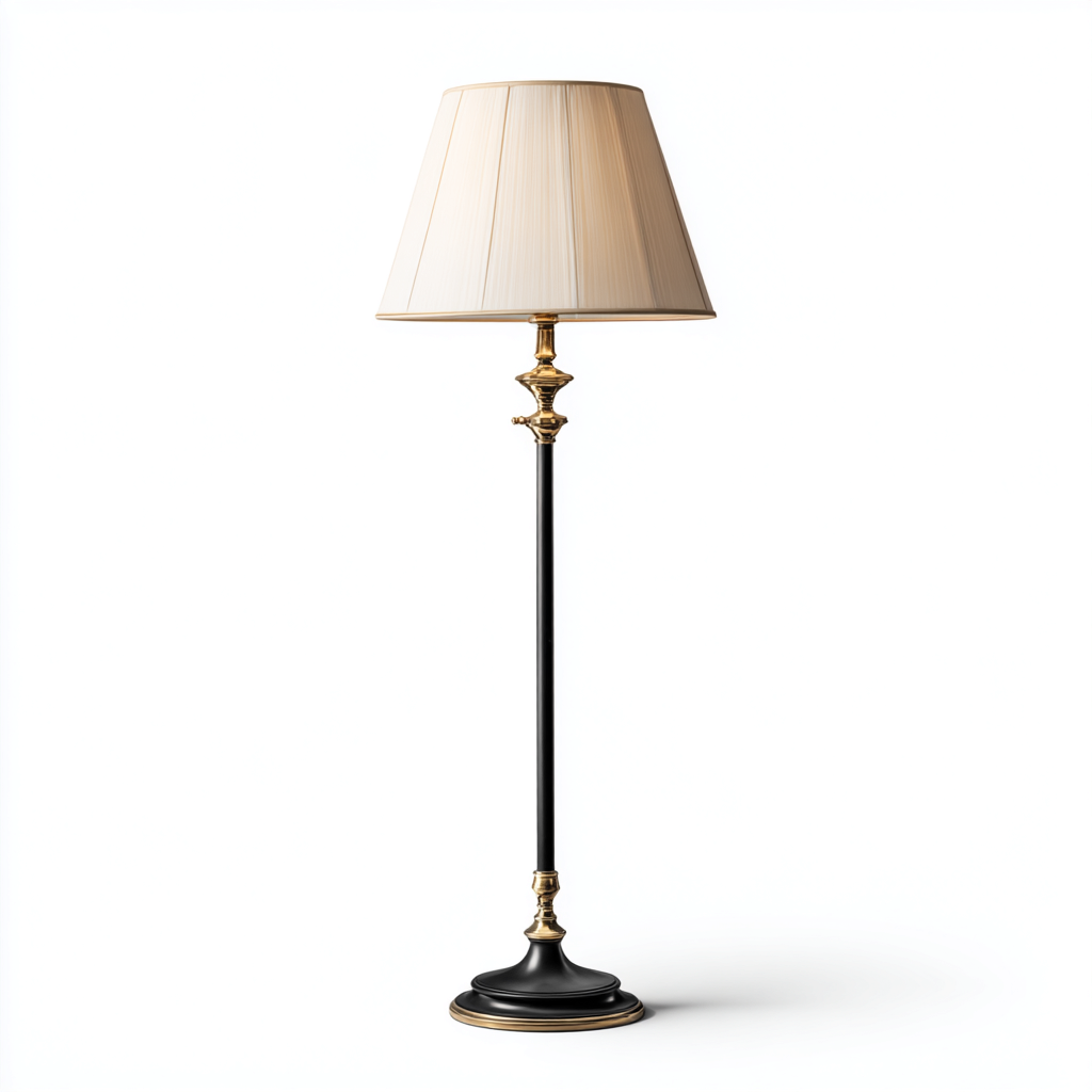 Lampadaire métal 38x38x165 cm - noir - doré - beige - style classique - pour salon-Warmthova
