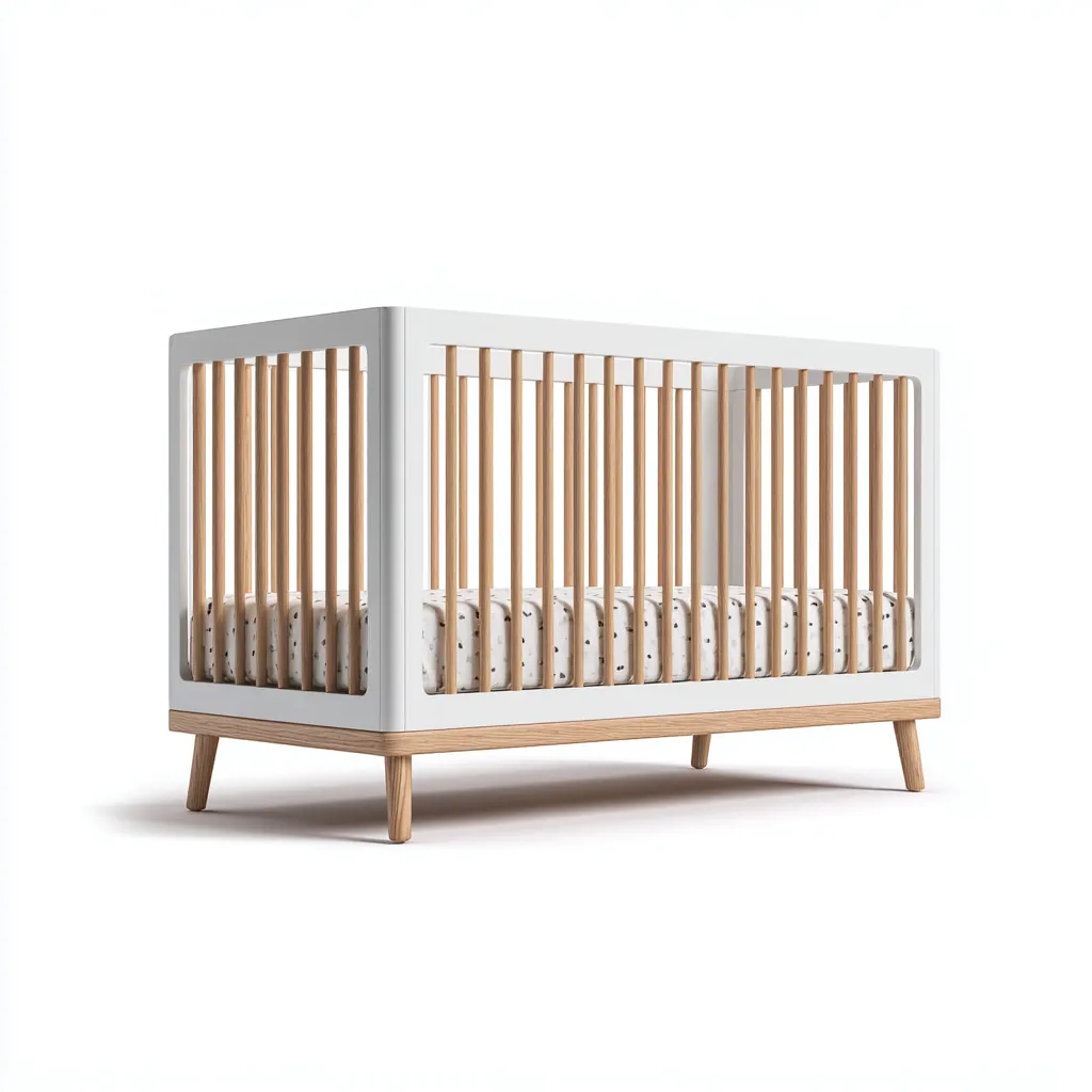 Lit bébé en bois massif 120x60x90 cm - blanc - bois naturel - design moderne pour chambre de bébé-Warmthova