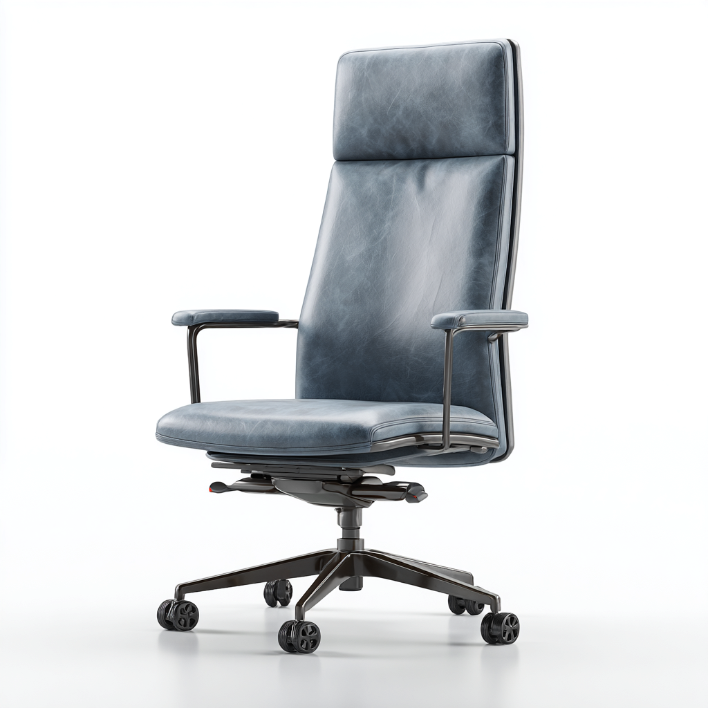 Chaise de bureau similicuir bleu gris 67x65x122 cm - ergonomique - design contemporain - pour bureau-Warmthova