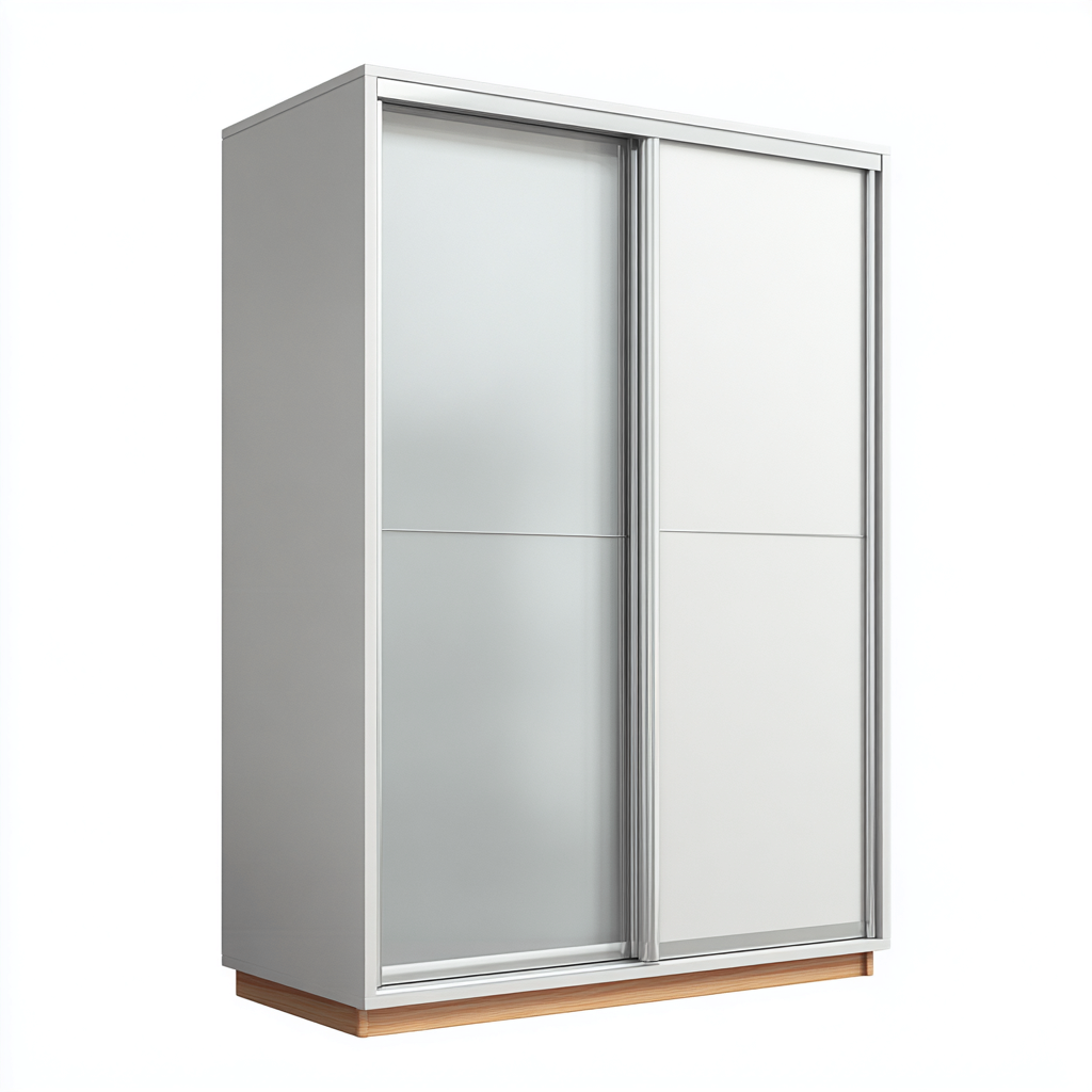 Armoire portes coulissantes bois 180x62x205 cm - blanc avec panneau verre dépoli - adaptée à la chambre - style moderne-Warmthova
