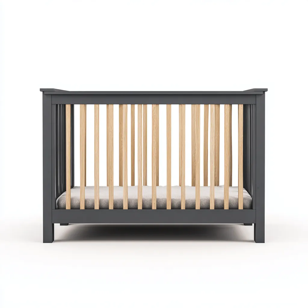 Lit bébé en bois massif 120x60x90 cm - gris foncé - bois naturel - design classique pour chambre de bébé-Warmthova