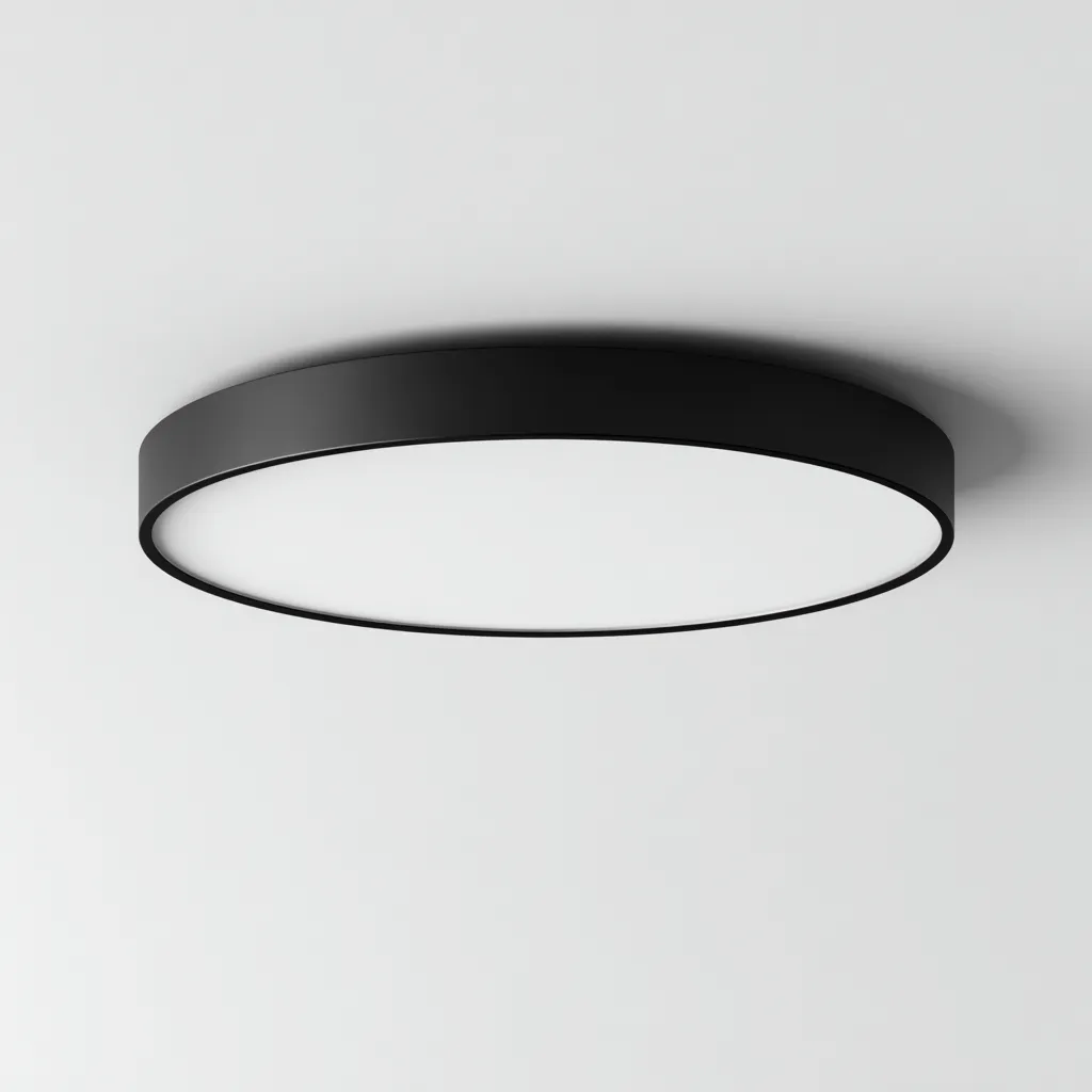 Plafonnier métal composite noir 30x30x4 cm - éclairage LED - design minimaliste - pour intérieur-Warmthova