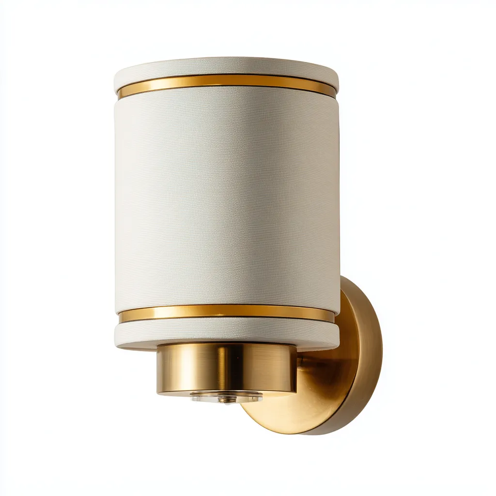 Applique murale métal - tissu 18x10x24 cm - laiton - beige - style moderne - pour salon-Warmthova