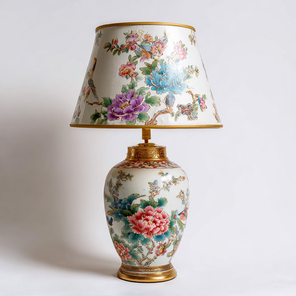 Lampe de table céramique et métal 32x32x58 cm - multicolore - style classique adapté au salon-Warmthova