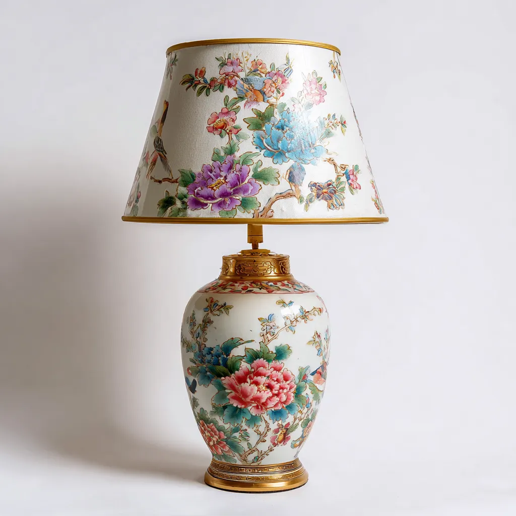 Lampe de table céramique et métal 32x32x58 cm - multicolore - style classique adapté au salon-Warmthova