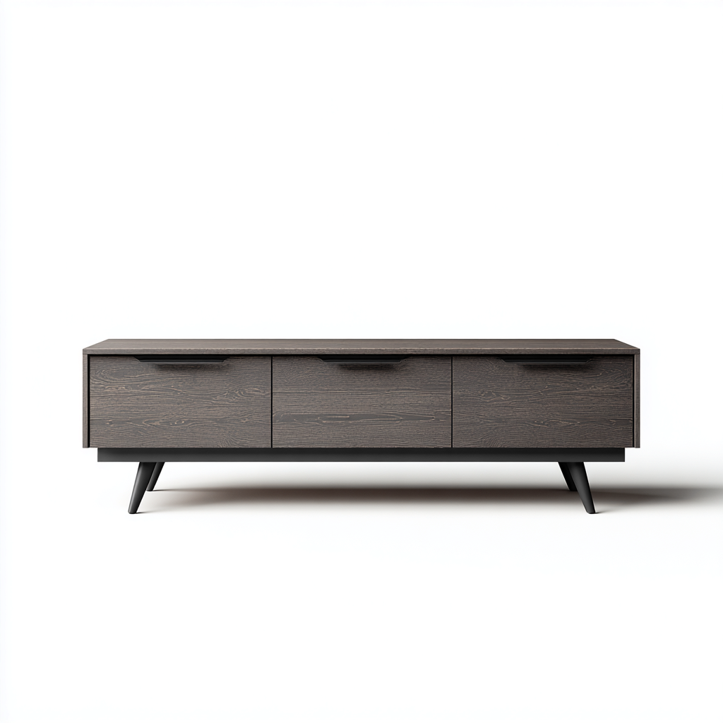 Meuble TV bois 150x40x55 cm - gris - design moderne adapté au salon-Warmthova