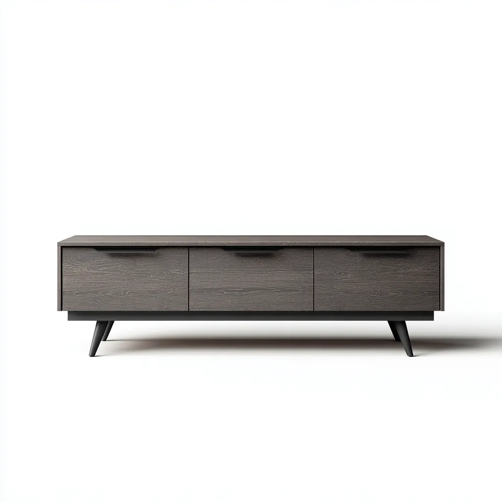 Meuble TV bois 150x40x55 cm - gris - design moderne adapté au salon-Warmthova