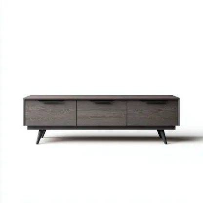 Meuble TV bois 150x40x55 cm - gris - design moderne adapté au salon-Warmthova