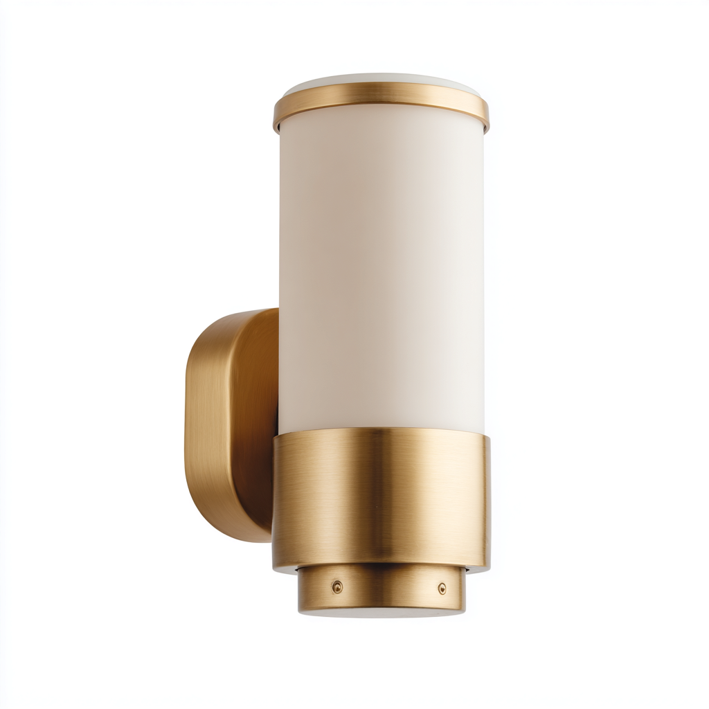 Applique murale métal - verre 12x10x24 cm - laiton - blanc - style moderne - pour salon-Warmthova