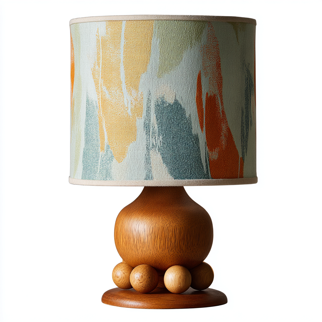 Lampe de table bois et tissu 24x24x38 cm - multicolore - style moderne adapté au salon-Warmthova