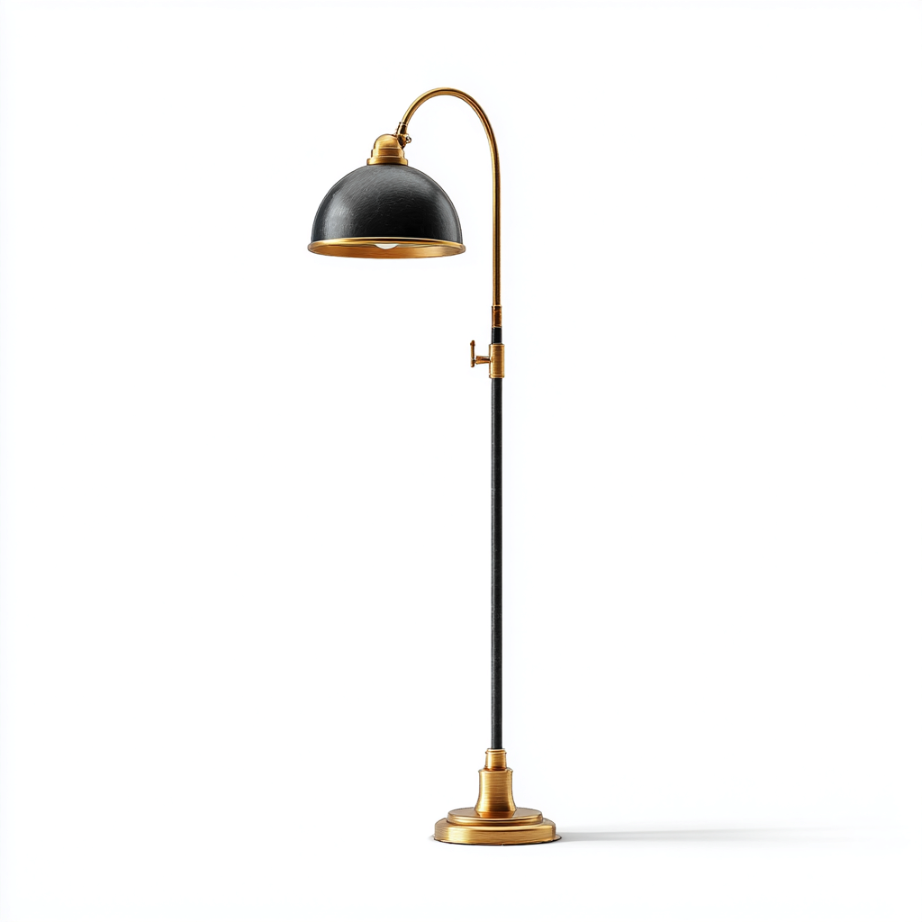 Lampadaire métal 32x32x155 cm - noir - doré - style industriel - pour salon-Warmthova