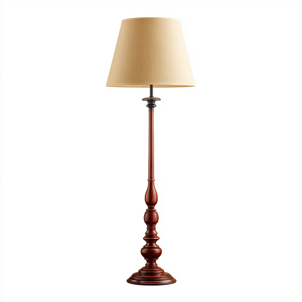 Lampadaire bois 38x38x160 cm - brun - beige - style classique - pour salon-Warmthova