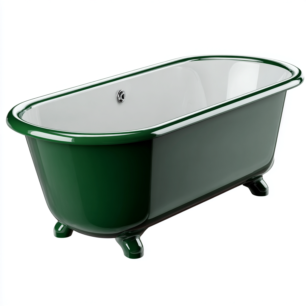 Baignoire - fonte émaillée - 170x75x60 cm - vert - blanc - adaptée à la salle de bain - design classique-Warmthova