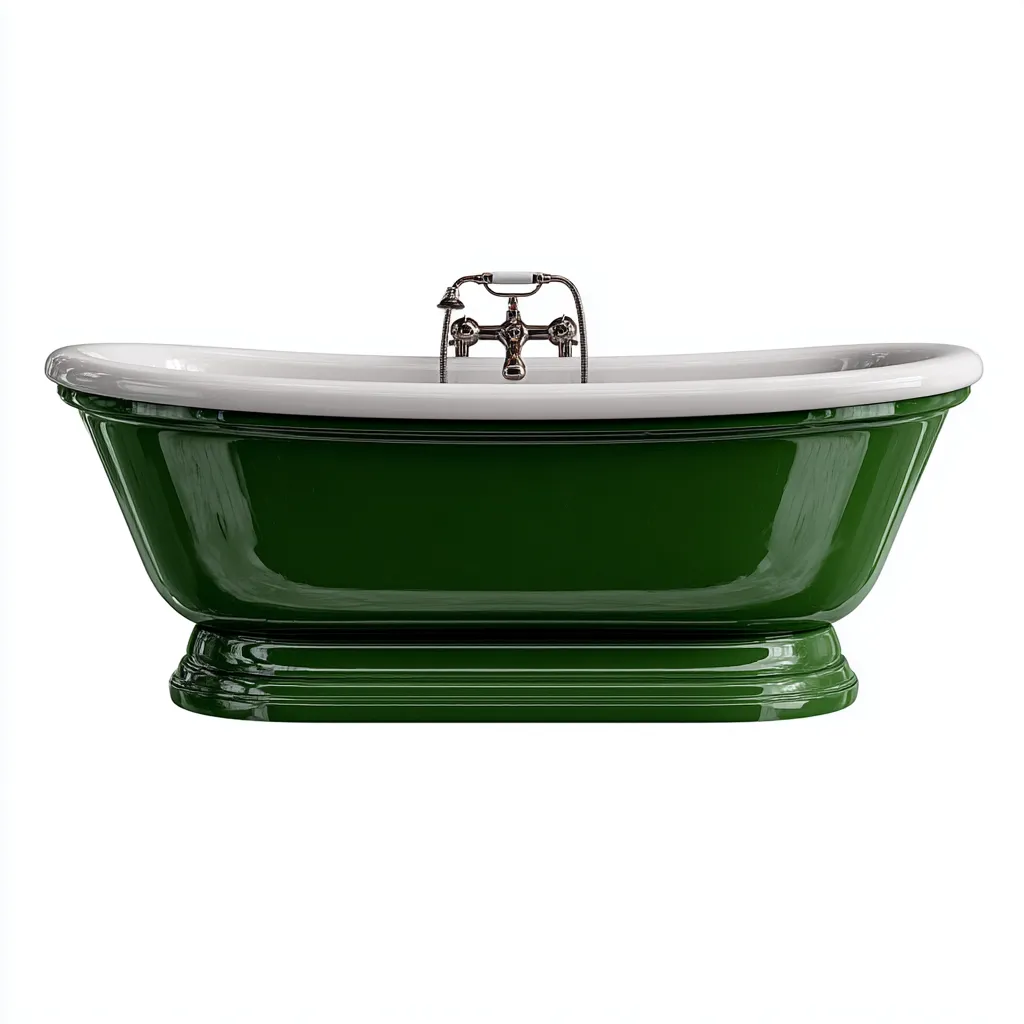 Baignoire - fonte émaillée - 175x80x65 cm - vert - blanc - adaptée à la salle de bain - design classique-Warmthova