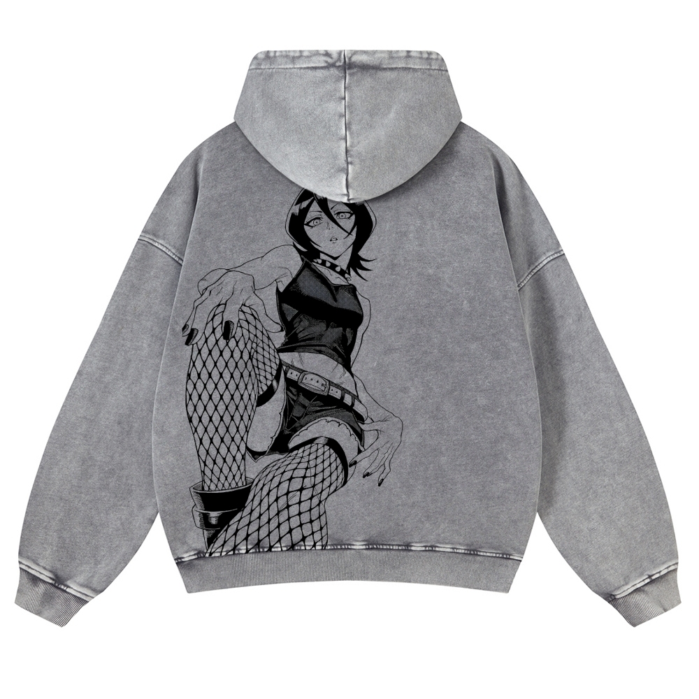 Bleach Vintage Rukia Kuchiki Casual Washed Hoodies