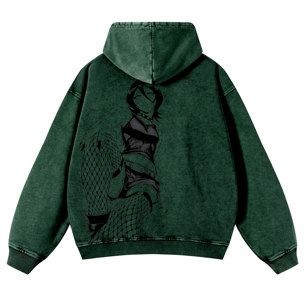 Bleach Vintage Rukia Kuchiki  Casual Washed Hoodies