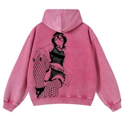 Bleach Vintage Rukia Kuchiki  Casual Washed Hoodies