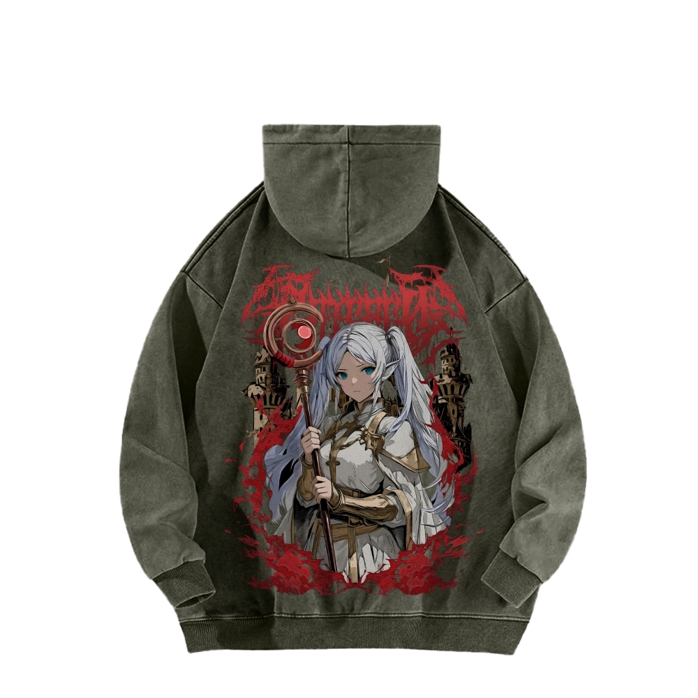 Frieren Casual Washed Hoodie