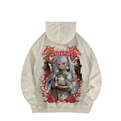 Frieren Casual Washed Hoodie