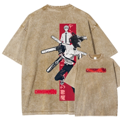 Chainsaw Man Unisex Fit Washed T-Shirt