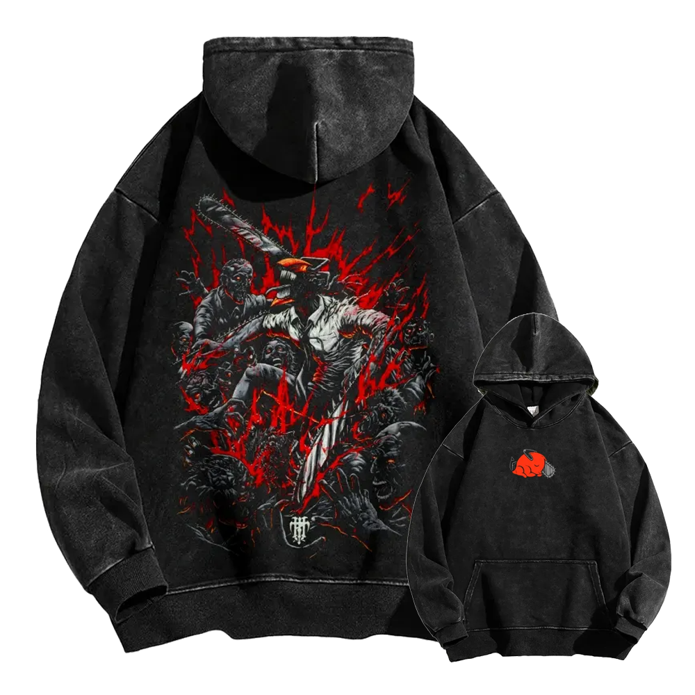 Chainsaw Man Casual Washed Hoodie
