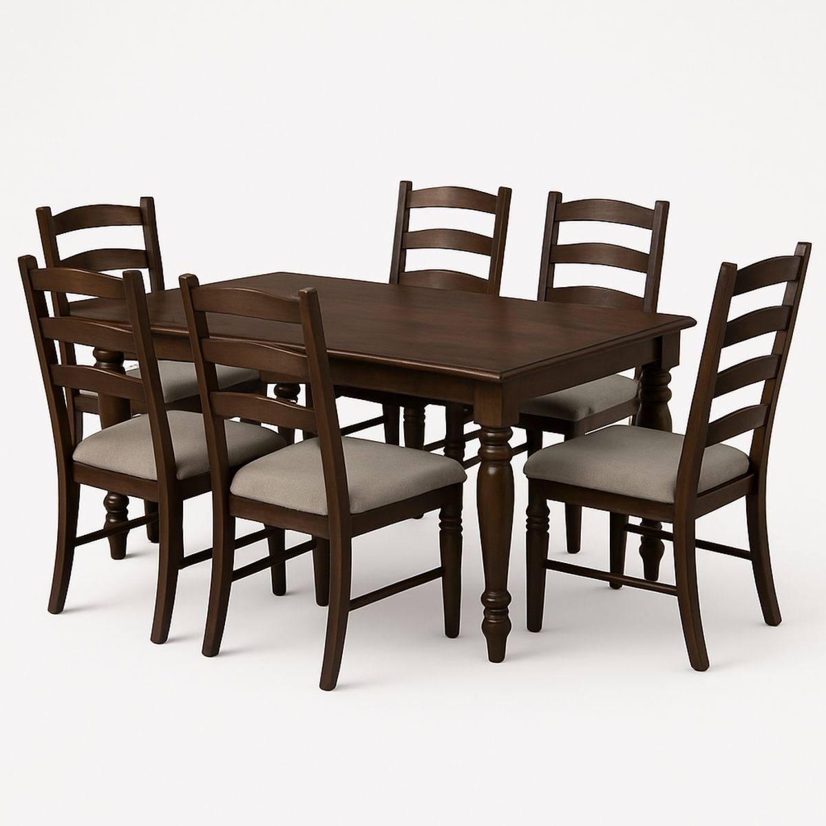 Wood Dining Table Set with 6 Chairs Brown Rectangular 137cm x 91cm x 76cm-Renolivra