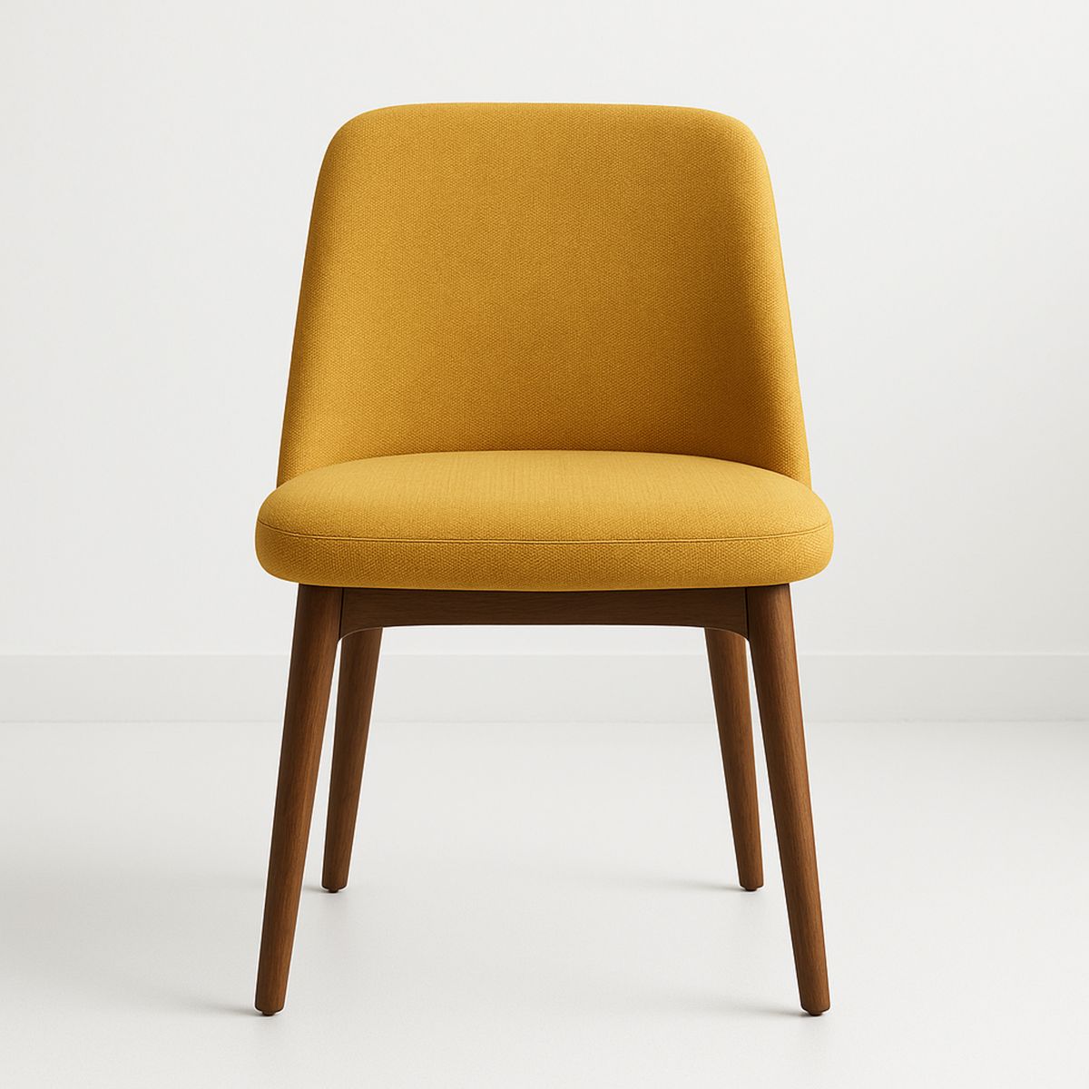 Yellow Fabric Dining Chair with Solid Wood Legs-Renolivra