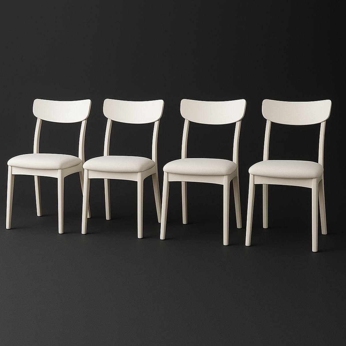 Set of 4 Dining Chairs Solid Wood Frame White-Renolivra