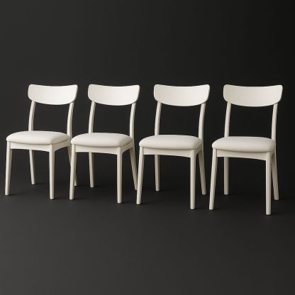 Set of 4 Dining Chairs Solid Wood Frame White-Renolivra