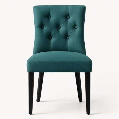 Dining Chair Polyester Upholstery Wooden Legs Teal 80cm-Renolivra