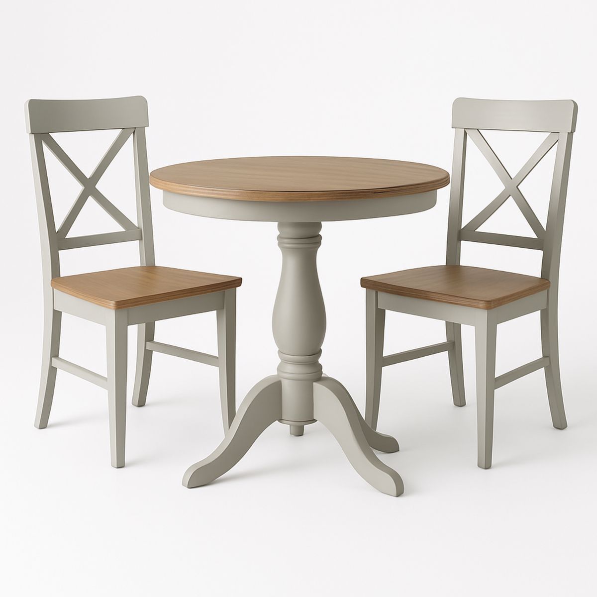 Round Dining Table and Chairs Set Wood Beige/Brown-Renolivra