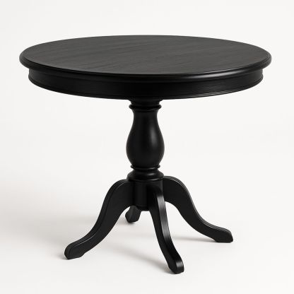 Round Rubberwood Dining Table Black 90cm-Telomivra