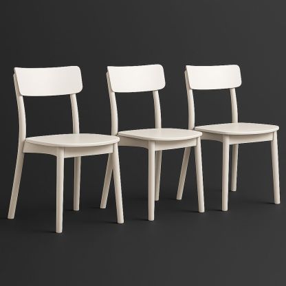 Set of 3 Wooden Dining Chairs - Ivory-Telomivra