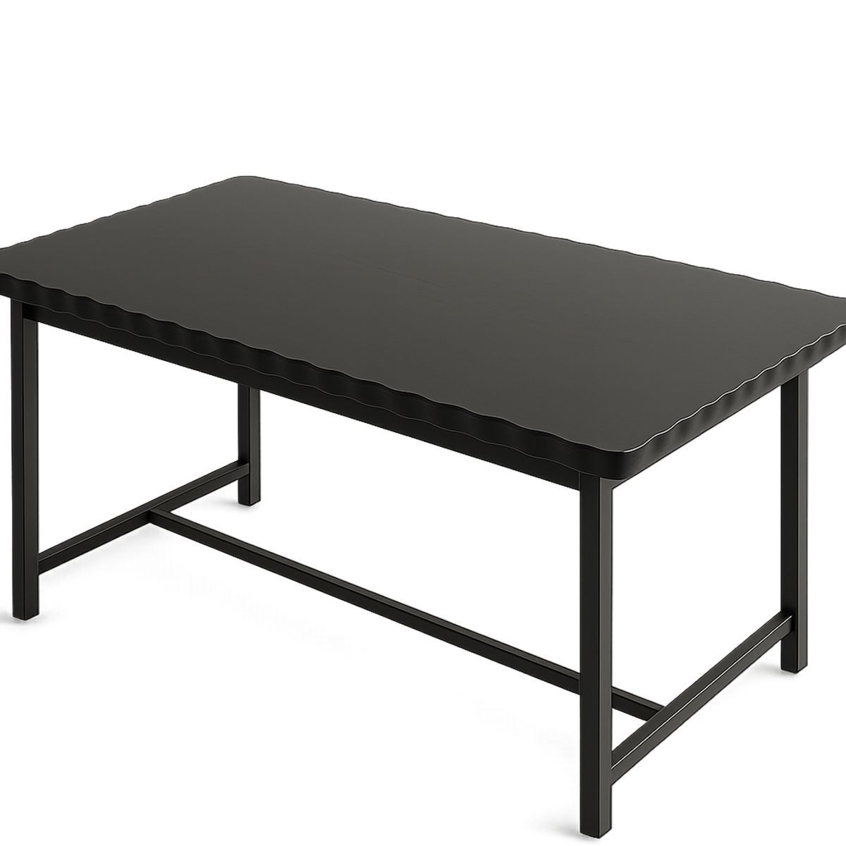 Black Metal Rectangular Dining Table 150cm x 90cm x 75cm-Telomivra