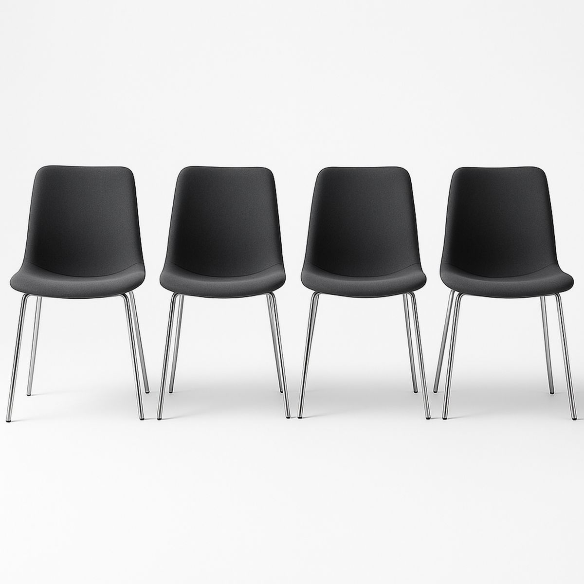 Set of 4 Black Polypropylene Dining Chairs with Chrome Legs-Telomivra