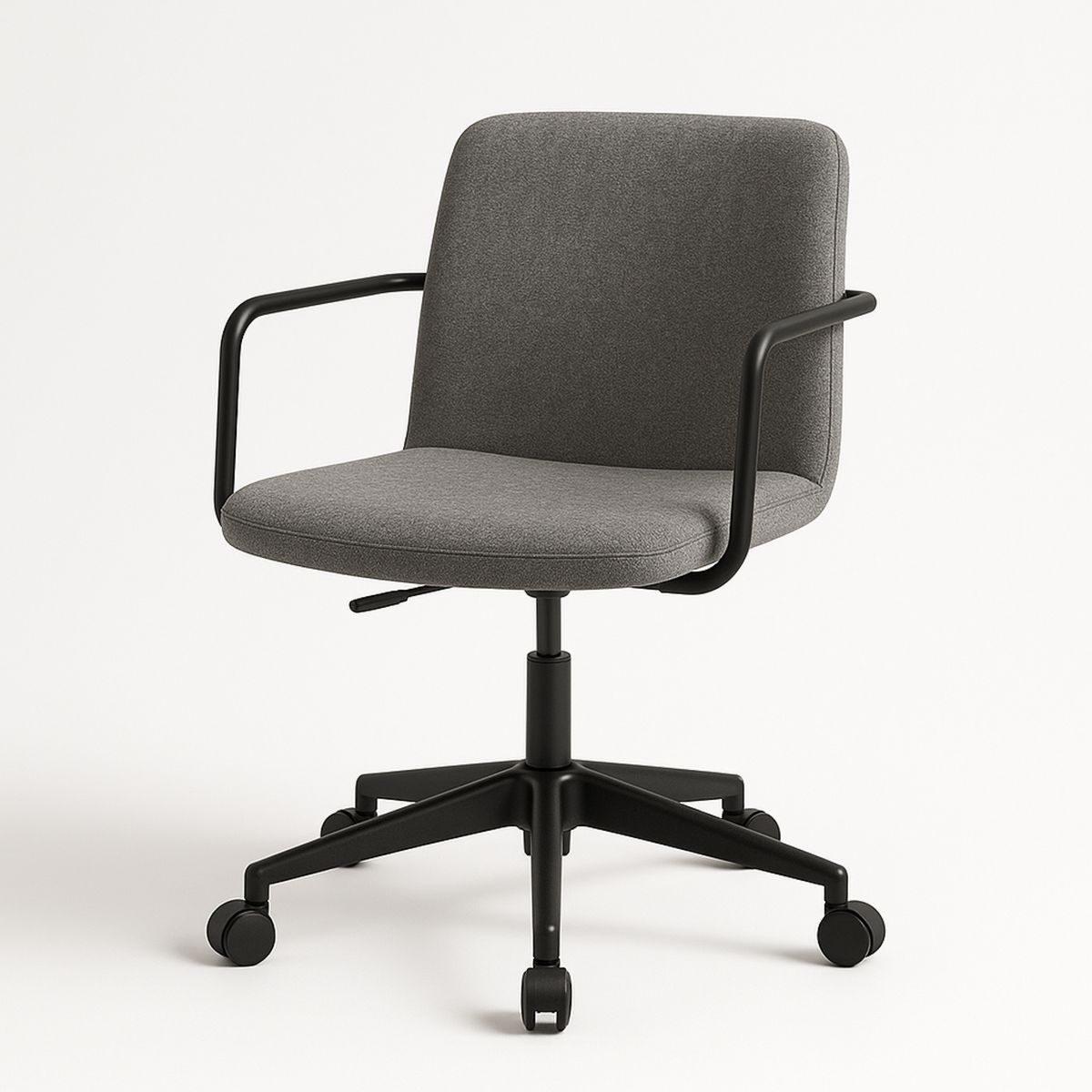 Office Chair Polyester Fabric Black Frame Grey Adjustable Height 45-55 cm-Nerivanto