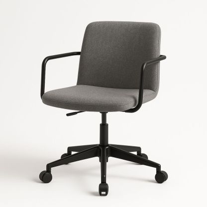 Office Chair Polyester Fabric Black Frame Grey Adjustable Height 45-55 cm-Nerivanto